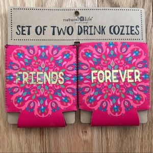 NEW Natural Life FRIENDS FOREVER Two Drink Cozies
